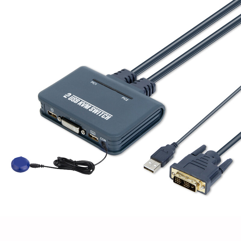 DVI Switch dengan saklar kontrol kabel, Mouse USB 2 In 1 Out dan Monitor Keyboard berbagi HD layar komputer saklar Kvm