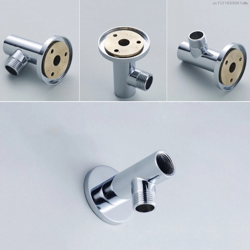2018 Chrome Shower Arm Flange Holder Brass Hose Connector Wall Suction Cup Wall Mount
