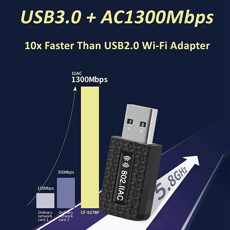 Adaptateur wifi USB 5 mesurz, antenne dongle réseau AC, carte lan, ethernet sans fil, technologie 5G pour PC