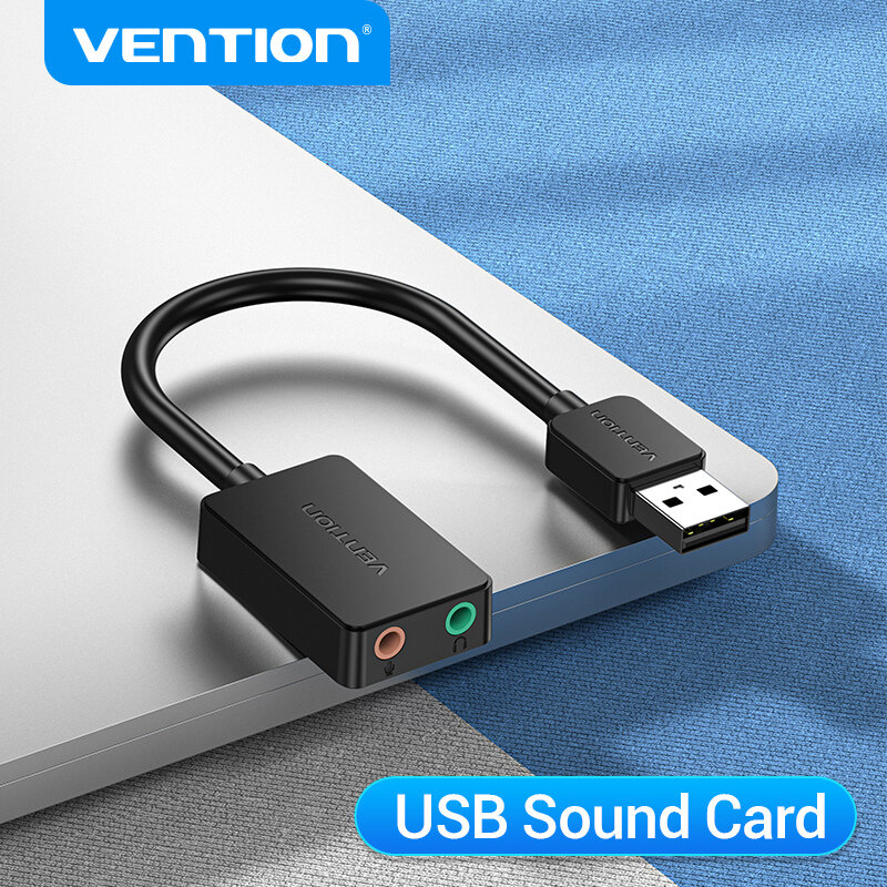 Vention-Carte son externe USB vers 3.5mm, adaptateur petaudio pour PC, ordinateur portable, PS4, casque, microphone