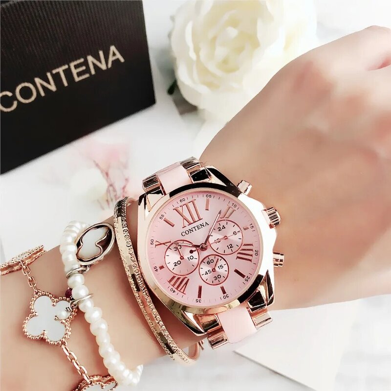 Relógio Quartzo de Ouro Rosa Feminino, Relógio de Moda Feminina, Relógio Feminino, Top Luxury Brand