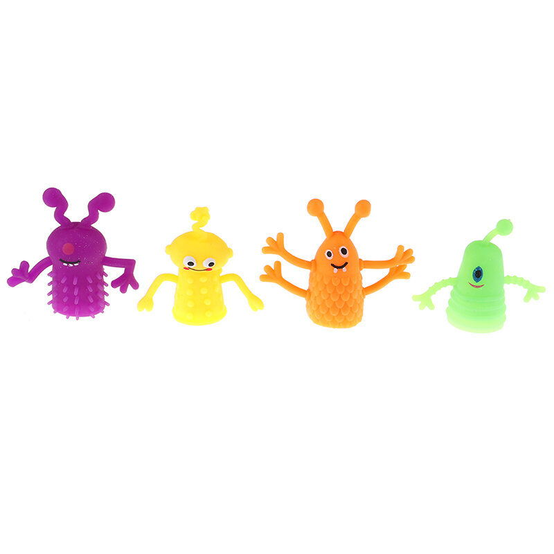 4 Teile/satz Neuheit Kunststoff Nette Ausdruck Handpuppen Kinder Kinder Finger Puppen Spielzeug Eltern Storytelling Requisiten Weihnachten