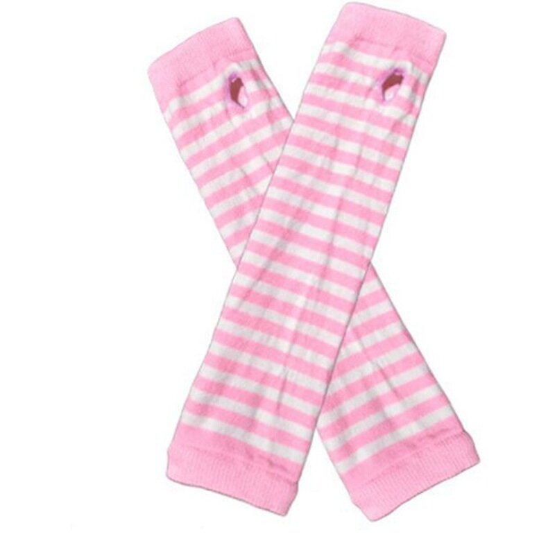 Cubierta de brazo de Guante largo clásico, guantes de codo sin dedos a rayas, muñequera de Punto más cálida, rosa, blanco y negro