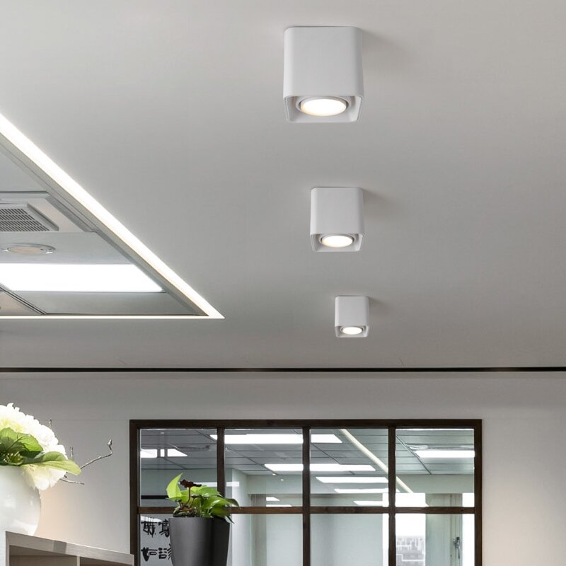 Faretto da incasso a soffitto quadrato nordico a montaggio superficiale a LED per camera/corridoio/corridoio/Foyer AC85-260V COB Cube Spot light