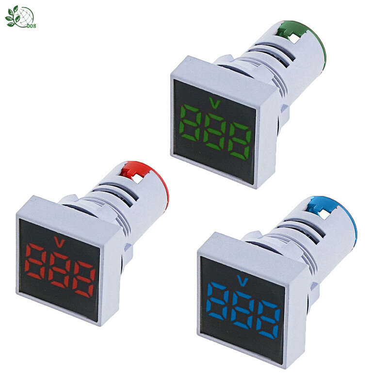 22MM Measuring range AC 12-500V Voltmeter Square Panel LED Digital Voltage Meter Indicator Light Output voltage AC22-500V