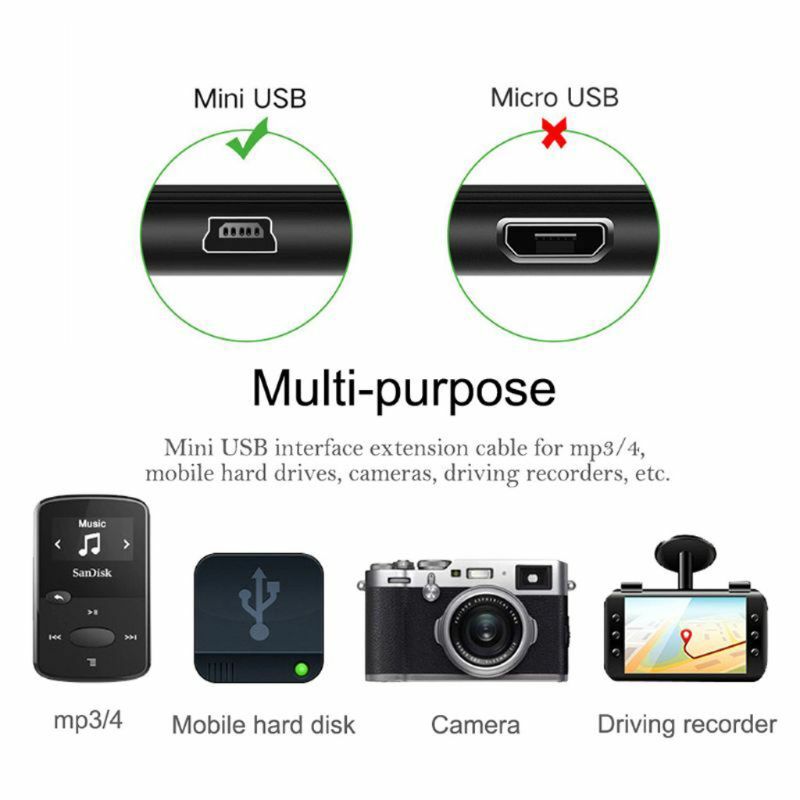 0.8 متر صغير كابل يو اس بي USB صغير إلى صغير كابل يو اس بي 5 دبوس B للكاميرا MP3 MP4 لاعب