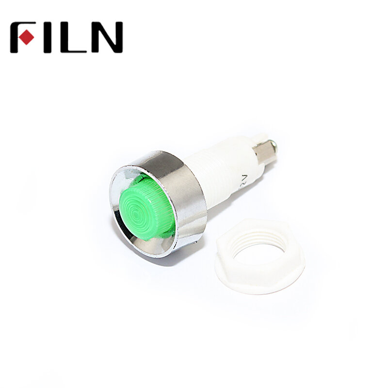 Luz indicadora de neón, bombillas de plástico de 10mm, rojo, ámbar, verde, 220v