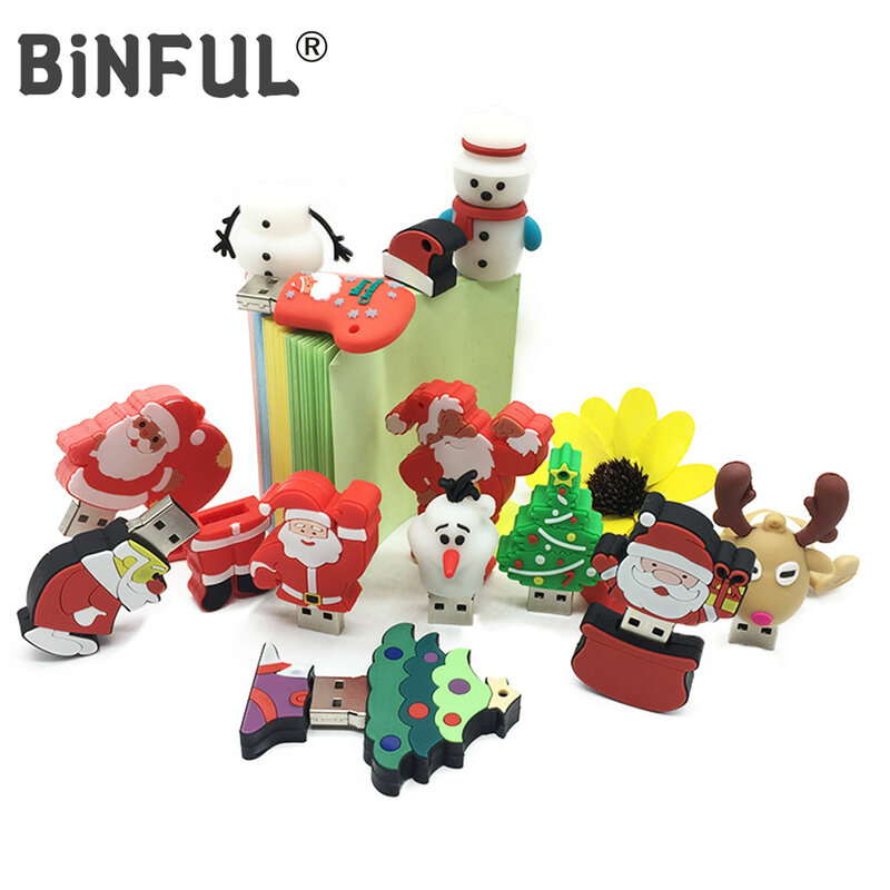 BiNFUL Usb Flash Drive Santa Claus/Christmas tree/elk/snowman Pen Drive 128GB 64GB 32G 16G 8G 4G 256G 512G Pendrive Memory Stick