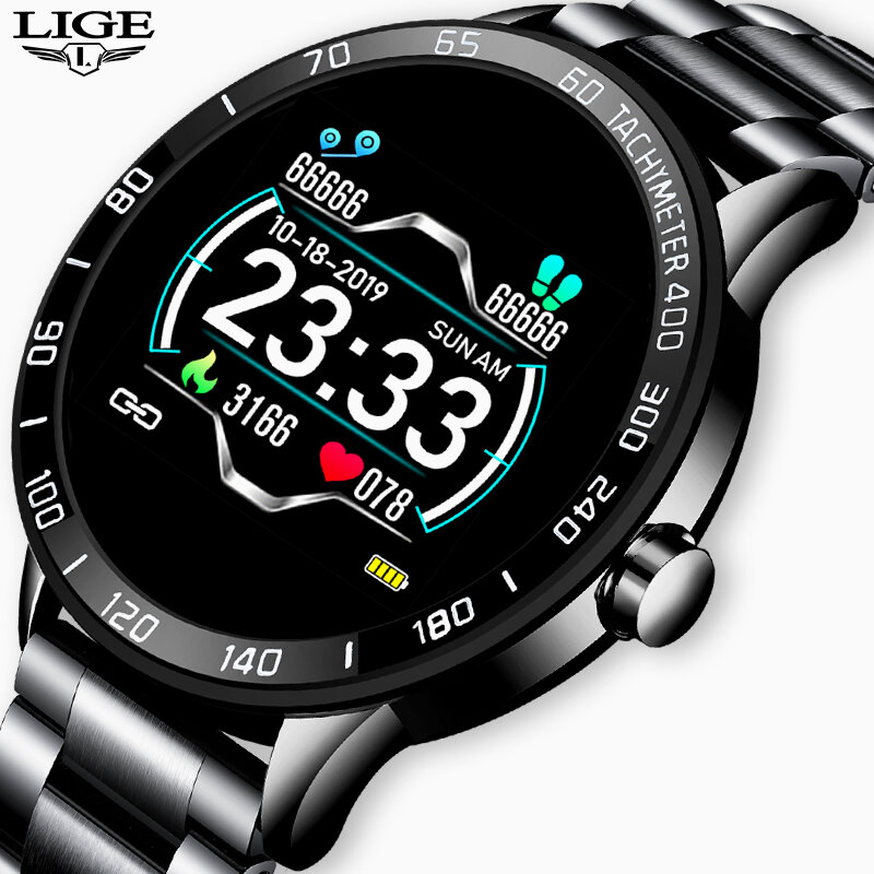 Nieuwe Slimme Horloge Mannen IP67 Waterdichte Fitness Tracker Hartslag Bloeddrukmeter Pedometerfor Android Ios Sport Smartwatch