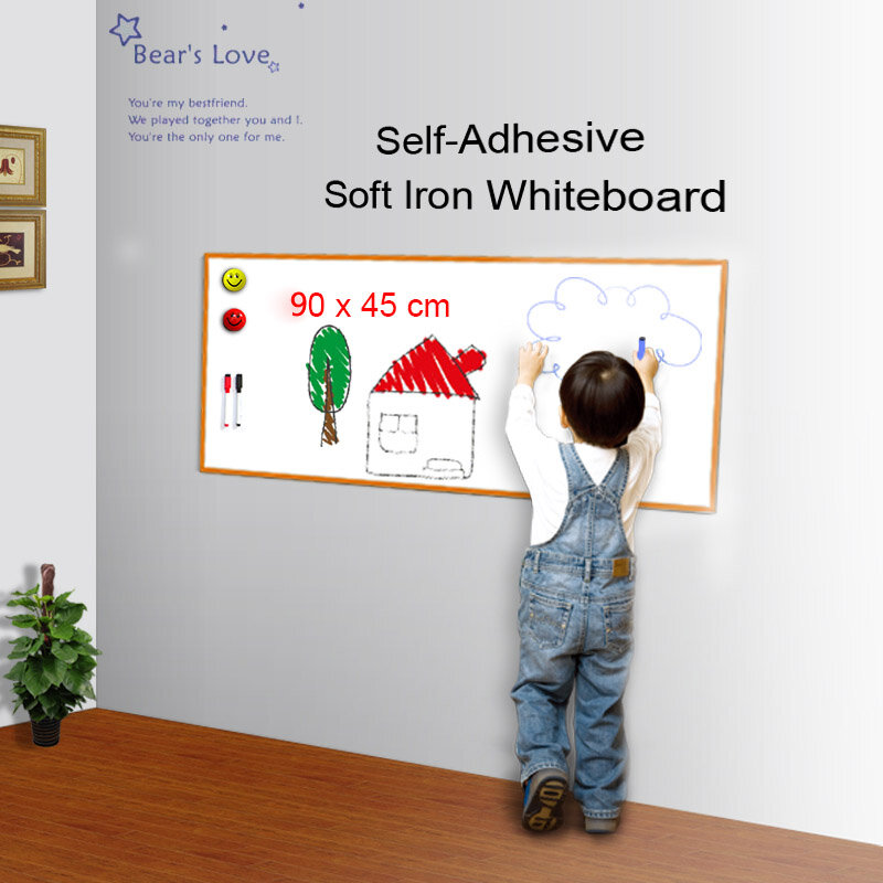 Magnetische Schrijfbord Zelfklevende Whiteboard Zacht Ijzeren Muur Sticker Flexibele Uitwisbare Tekentafel 90x45cm