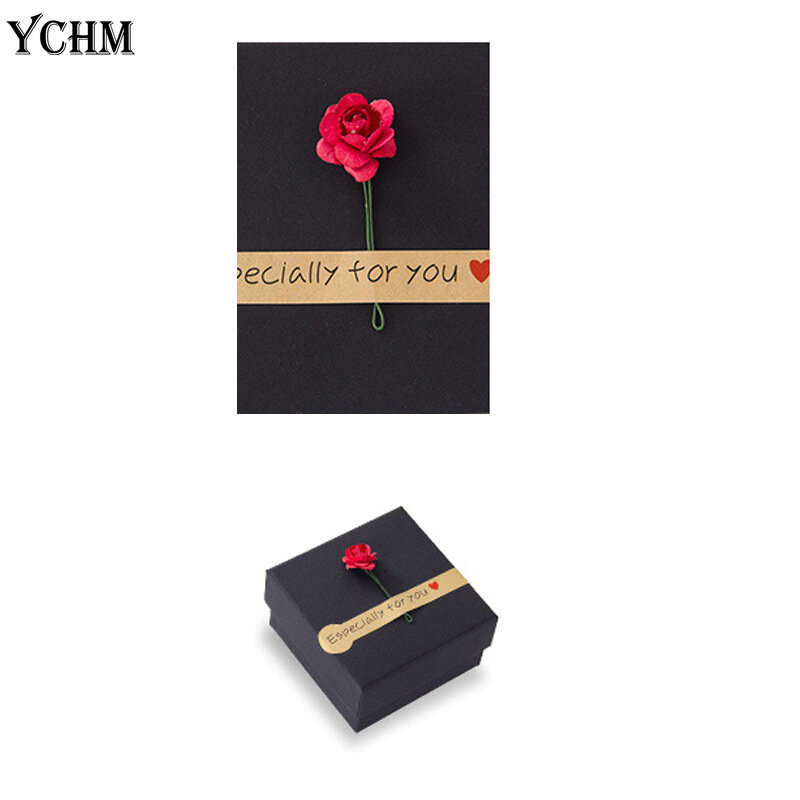 Sieraden Cadeau Dozen Voor Ringen Oorbellen Verpakking Doos Zwart Papier Doos Met Rose Armband Ketting Dozen En Verpakking Ychm