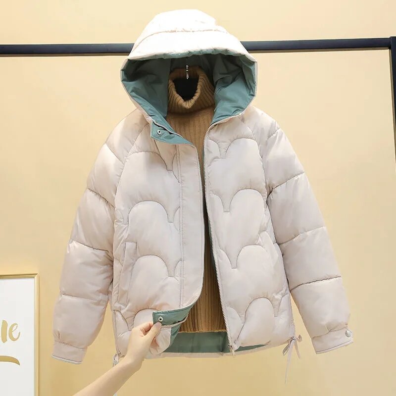 Nowa krótka kurtka zimowa damska parki płaszcz zimowy z kapturem jednolity kolor, na jesień płaszcz zimowy ciepła kurtka pikowana odzież damska Plus rozmiar 3XL