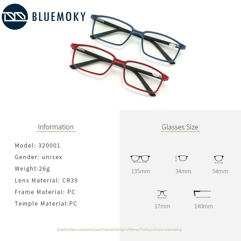 Bluemoky Anti Blauw Licht Blokkeren Leesbril Mannen Vrouwen Plein Volledige Computer Brilmontuur Gaming Eyewear 1.0-4.0 lens