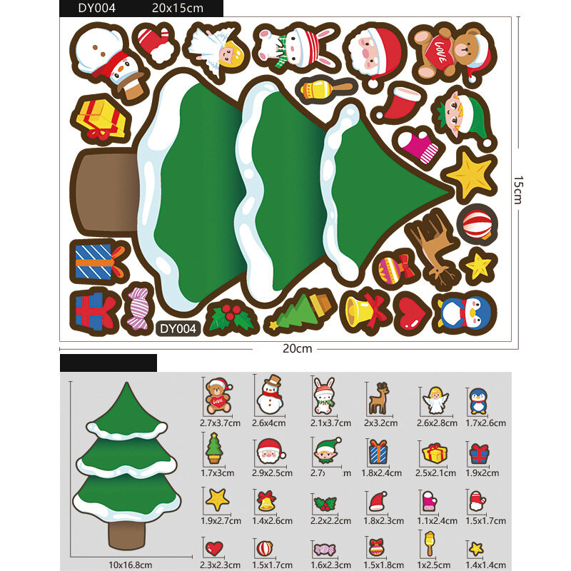 Autocollants de puzzle de dessin animé mignon pour enfants, autocollants de tasse à eau, décoration de Noël, Père Noël, bonhomme de neige, bricolage, Z20