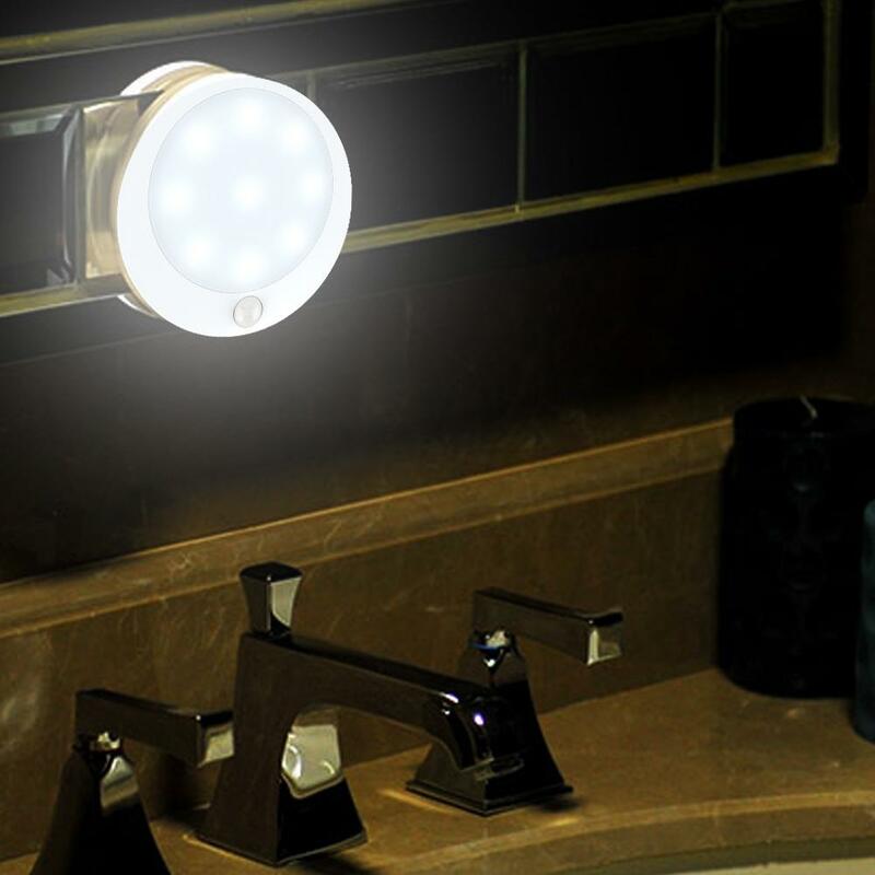 Sensor infrarrojo humano inalámbrico LED, luz nocturna redonda para pared, cocina, armario, habitación de niños, escalera