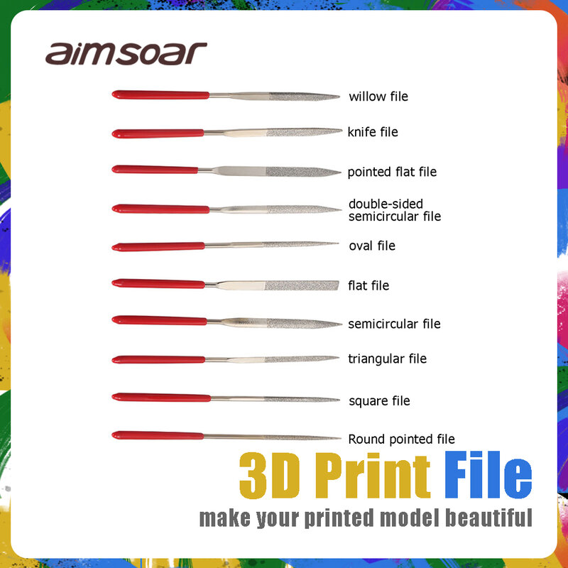 140mm 5PCS Diamond Mini Needle File Set Hand Tools for Ceramic Glass Gem Stone Hobbies and Crafts 3D Print Model polish