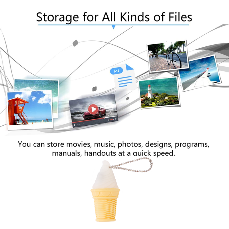 BiNFUL-unidad Flash USB de dibujos animados, almacenamiento externo, regalos de helado, 64GB, 4GB, 8GB, 16GB, 32 GB, 2023 GB, novedad de 128