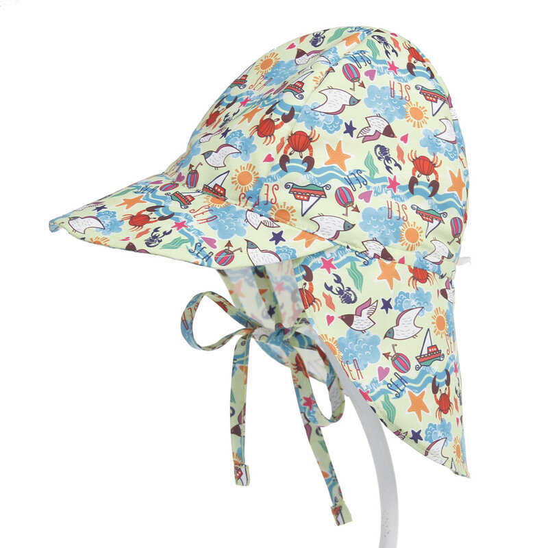 Gorra de sol UPF50 + Uv para niños pequeños, gorro de secado rápido, dibujos animados, playa, vacaciones, Verano
