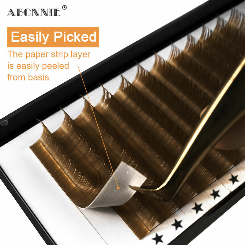 Abonnie-mélange d'extensions de cils individuels en vison brun foncé, couleur de haute qualité, cils coréens naturels, 8-15mm