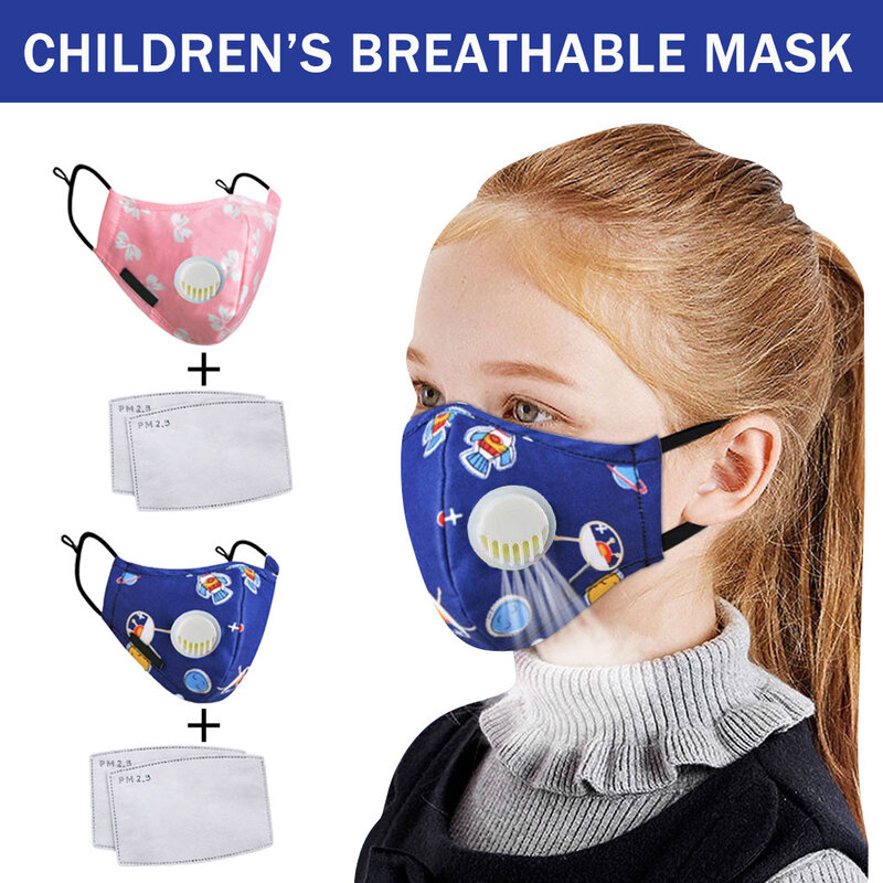 4 pc crianças anti poluição pm2.5 boca rosto válvulas de respiração carvão ativado almofada de filtro crianças anti-poeira lenço