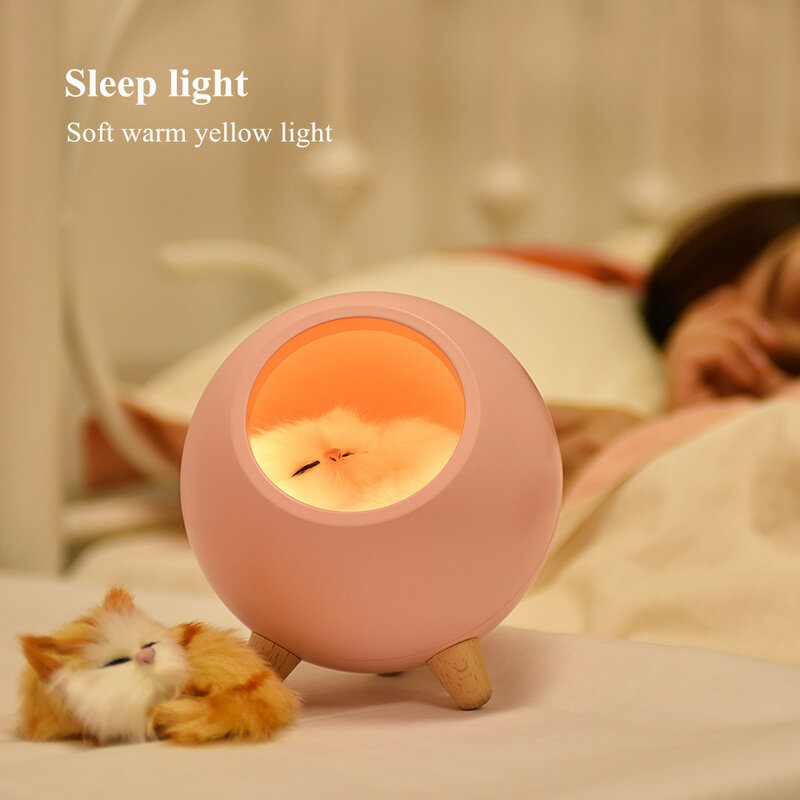 고양이 야간 조명 책상 테이블 램프, 터치 센서, 조도 조절 USB 충전식 침실 장식, LED 야간 램프, 어린이 아기 선물
