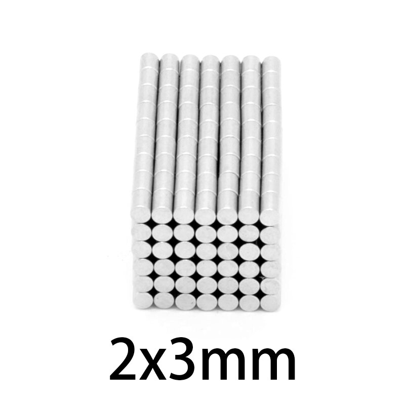 100-2000Pcs 2X3มม.รอบแผ่นแม่เหล็ก N35 Neodymium Rare Earth Micro NdFeB Super Strong วงกลมแม่เหล็กที่มีประสิทธิภาพ2*3มม.