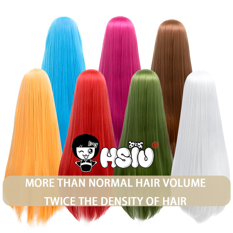 «HSIU» – perruque Cosplay synthétique Super épaisse de 800g, 27 couleurs, perruque longue en Fiber de cheveux pour filles, 100cm, avec bonnet gratuit