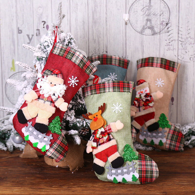 Natal saco de estocagem natal presente saco de doces noel decorações de natal para casa navidad meia decoração da árvore de natal 2022 ano novo