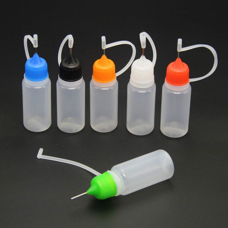 10ml Plastic Squeezable Needle Bottles Liquid Glue Applicator Refillable Dropper With Needle Tip Caps DIY Polymer Clay Tools