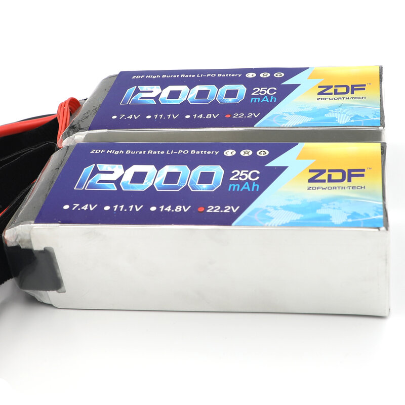 ZDF 2pcs RC Aircraft LiPo Battery 22.2V 12000mAh 25C 6S for RC Airplane Drone Quadrotor Car Boat Helicopter 6S RC Batteries LiPo