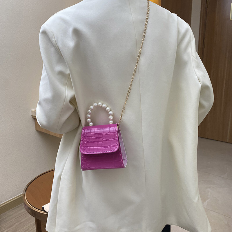 Модные сумки на плечо градиентного цвета с узором аллигатора, сумки-мессенджеры высокого качества из искусственной кожи, повседневные женские сумки с жемчужной цепочкой