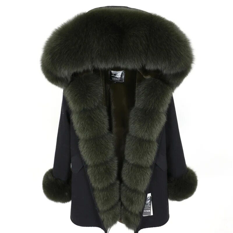 Maomao kong jaqueta de comprimento médio feminina, jaqueta casual e de inverno com gola de pele de raposa verdadeira, 2020