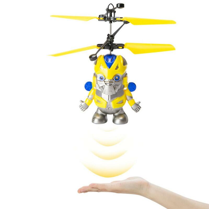 Bola Terbang LED Pemintal Bercahaya Dalam Gelap Tahan Lama Kokoh Mini Drone Menyala Mainan Anti-tabrakan Induksi Inframerah RC Robot Drone