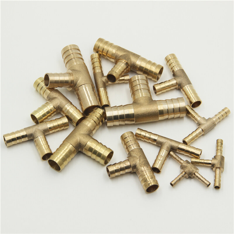 Brass Pagoda Barb Pipe Fittings Equal / Variable Diameter 3 Way T-type 4mm 5mm 6mm 8mm 10mm 12mm 14mm 16mm Oil / Water / Gas