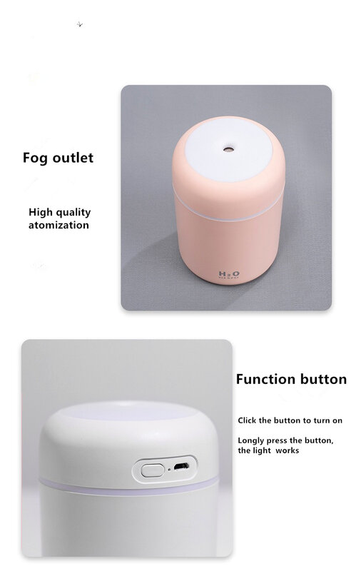 300ml przenośny domowy elektryczny nawilżacz powietrza dyfuzor olejów zapachowych USB rozpylacz mgiełki do twarzy ultradźwiękowy Fogger LED kolorowy Humidificador