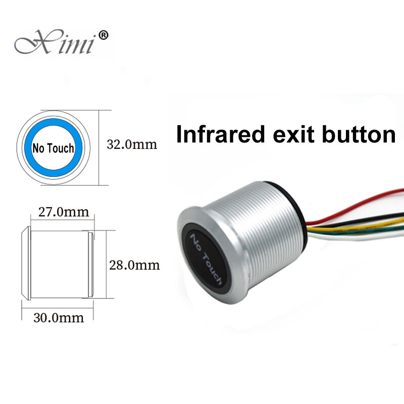 Waterproof Contactless No Touch Sensor Exit Switch Induction Type Release Exit Button Switch Access Control DC12V/24V With LED