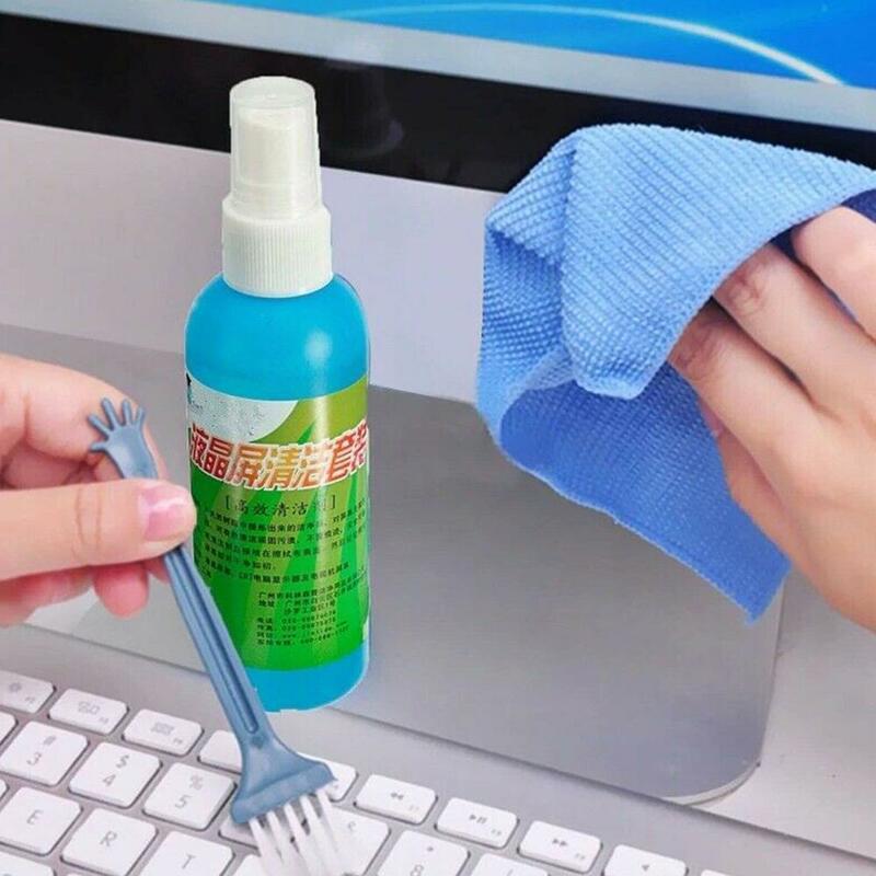 Laptop Monitor Cleaning Kit Lcd Mobile Phone Screen Liquid Cleaner Brush Three-piece Cleaning Cloth Set Cleaning Keyboard J5D5