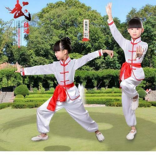 Traje kungfu de manga comprida infantil, primavera e verão