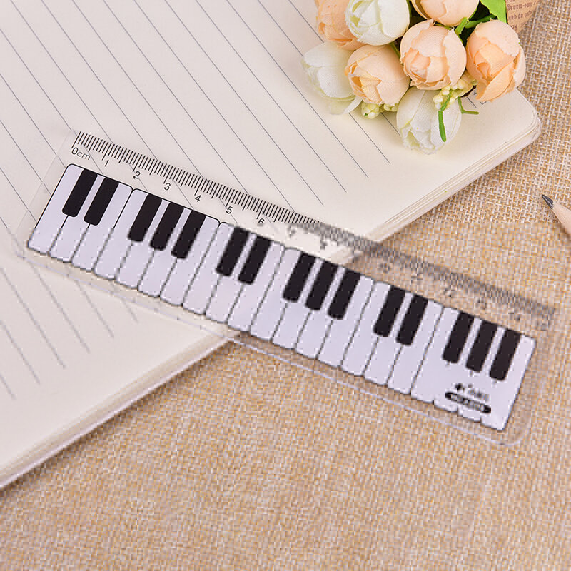 Kreative Klavier Tastatur Lineal 15cm 6in Musical Allgemeine Schwarz und Weiß Kunststoff