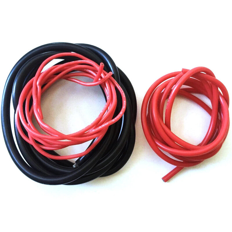 Cable de silicona suave a prueba de calor, Cable de Gel de sílice, 2 metros, 8, 10, 12, 14, 16, 18, 20, 22AWG, 1 metro, rojo + 1 metro, negro