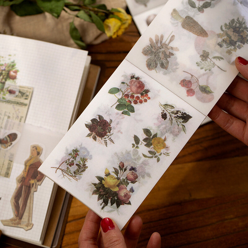 Książka na naklejki roślina ręka konto pamiętnik DIY materiał naklejki japoński papier nostalgiczny Era seria 4 Retro