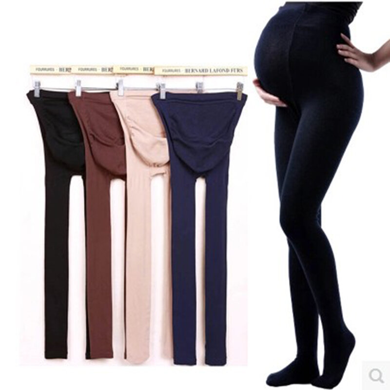 Medias de cintura alta para mujeres embarazadas, medias de maternidad de moda, pantalones ajustados estirados, abdomen, 280D, primavera, verano, Otoño, 2024