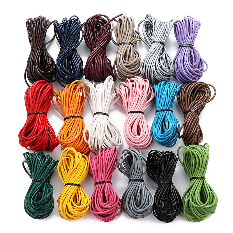 10meter/lot 1/1.5/2/3 mm Genuine Cow Leather Round Cord Jewelry Cord For DIY Bracelet Findings Rope String For Jewelry Making