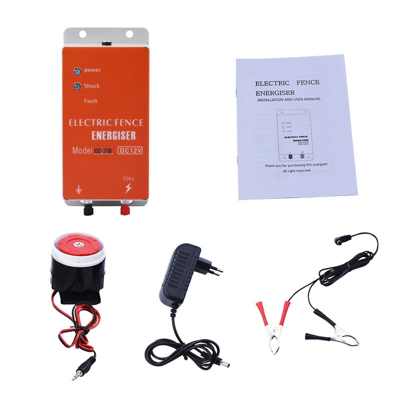 Solar Electric Fence Energizer Charger High Voltage Pulse Controller Animal Poultry Farm Electric Fencing Shepherd 10KM XSD-270A