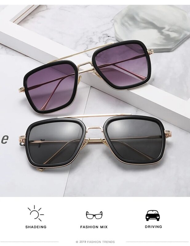 IENJOY okulary przeciwsłoneczne męskie steampunk żelazne męskie okulary przeciwsłoneczne tony stark odcienie męskie okulary lunette de soleil homme