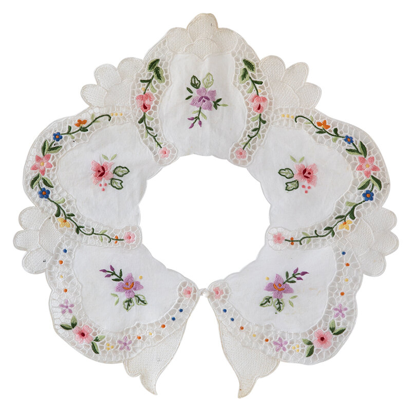 Colección limitada de Collar antiguo francés, bordado hecho a mano, gancho desmontable, cuello falso que combina con todo, dickies