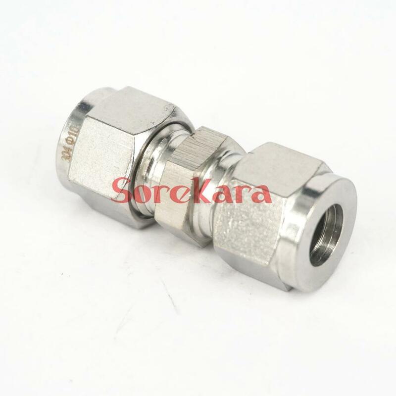 Fit 1/4" Tube O/D 304 Stainless Steel Pipe Compression Fitting Union Connector