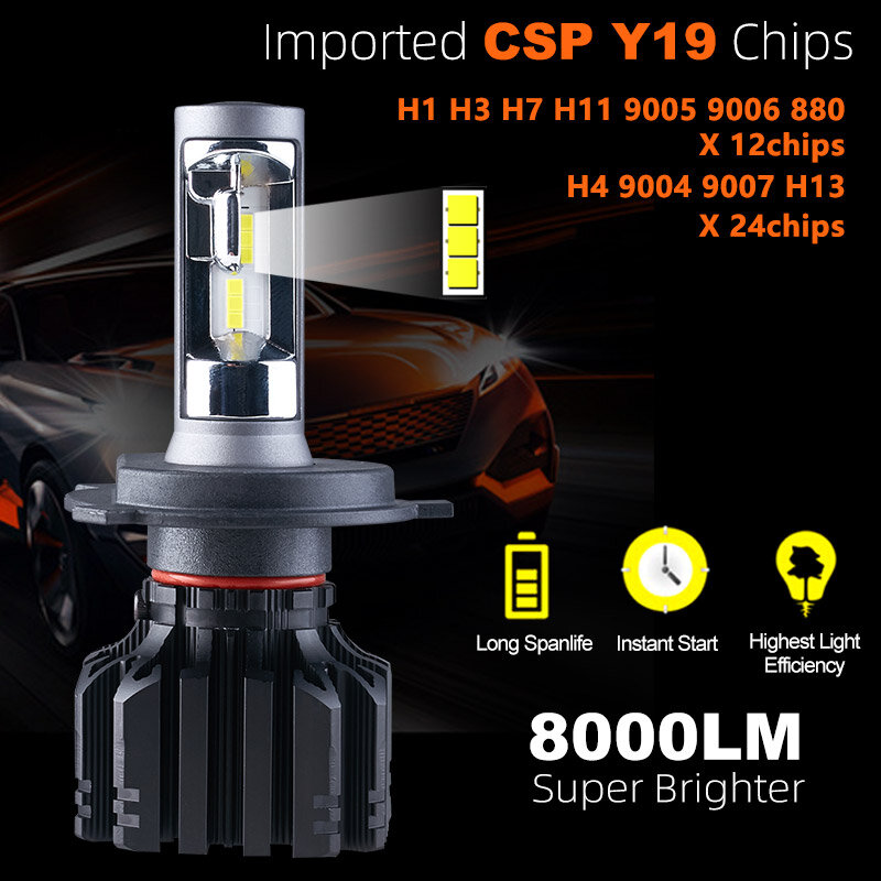 Лампы для автомобильных фар без вентилятора, 60 Вт, 9005 лм, 4500K