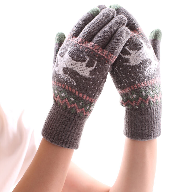 Guantes de lana de punto para invierno Unisex, guantes cálidos de terciopelo grueso para estudiantes, oficina, conducción y conducción al aire libre