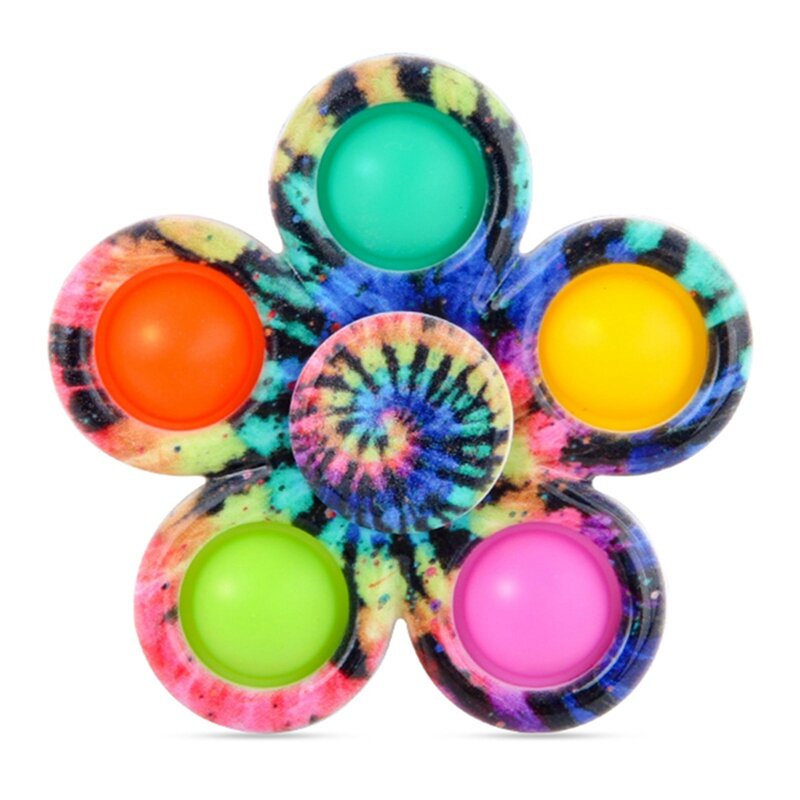 1PC Tie Dye Simple Fidget Spinner Finger Push Bubble Hand Spinner For ADHD Anxiety Stress Relief Sensory Party Favor For Kids